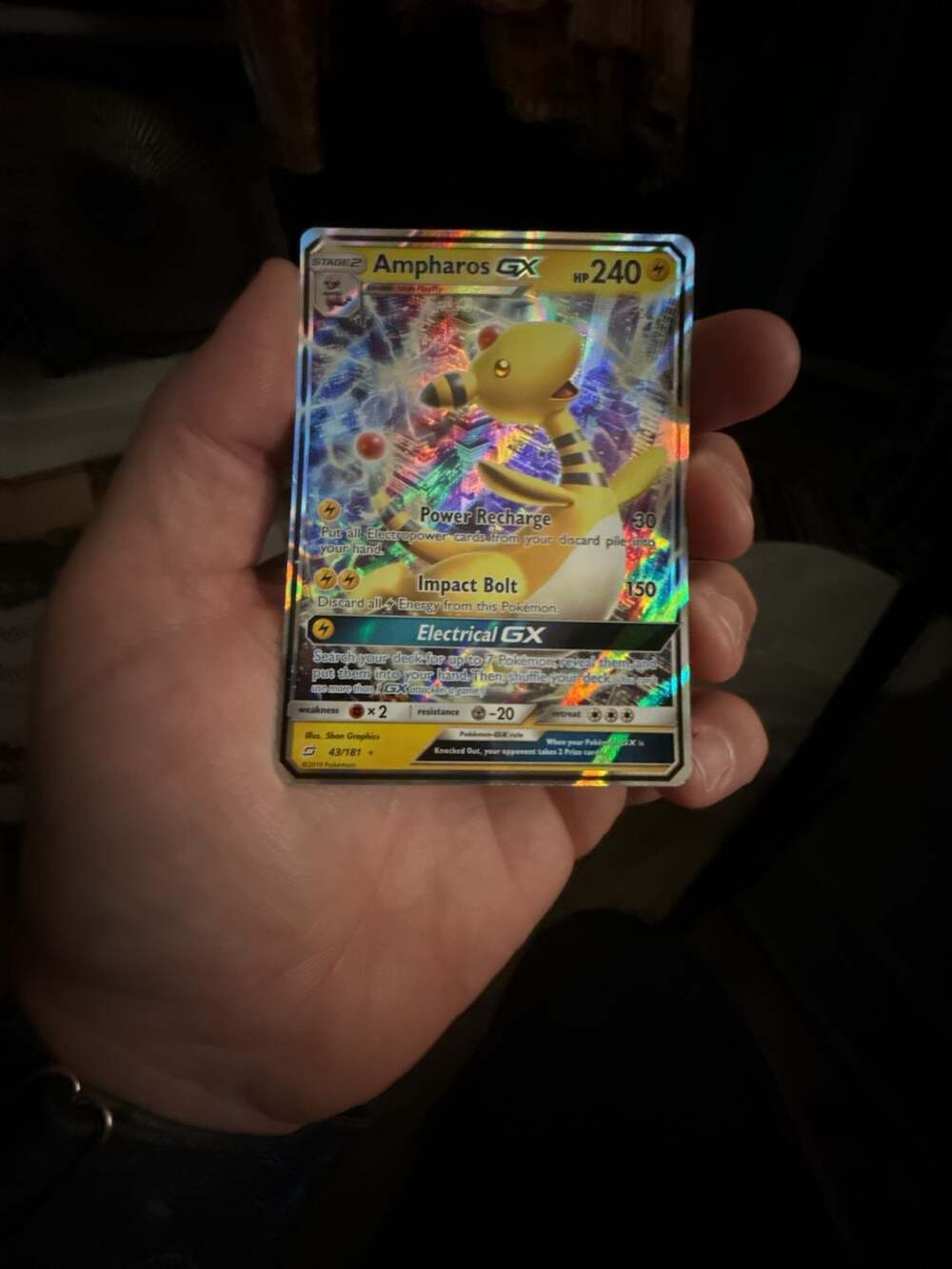 Pokémon Ampharos GX Ultra Rare Sun & Moon: Team Up Card